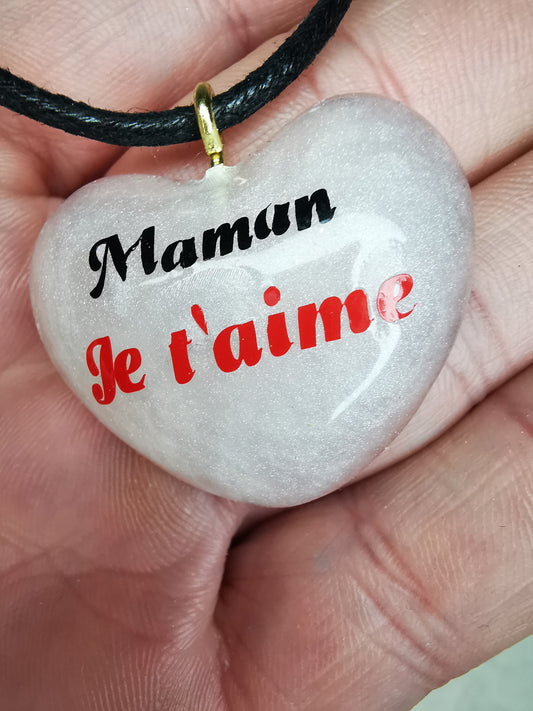 Collier coeur maman je t'aime