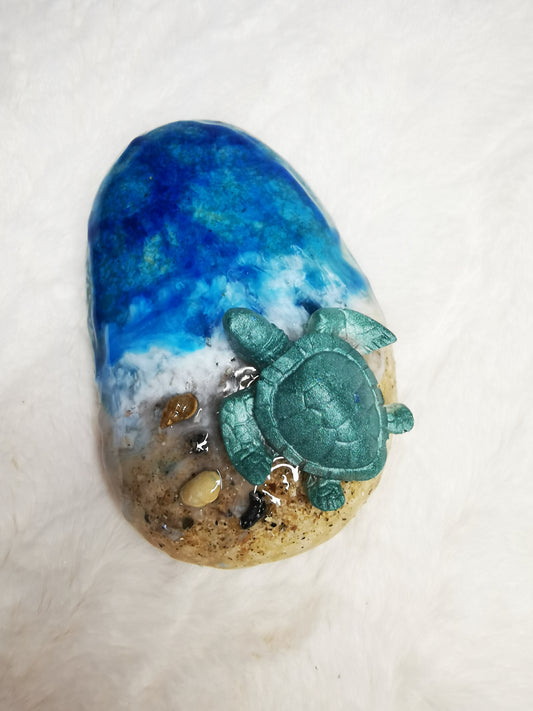 galet mer avec tortue