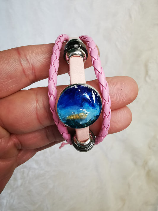 Bracelet rose thème mer et coquillage